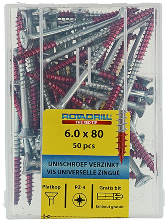 Rotadrill 1039986 - Universalschraube vkpzd vz 6,0x80mm (50) | 4 Stück