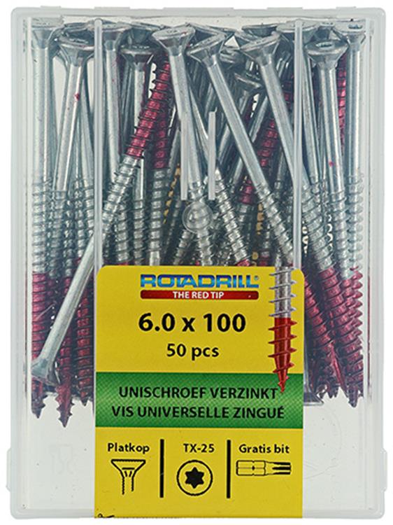 Rotadrill 1040004 - Universalschraube vktx vz 6,0x100mm (50) | 4 Stück