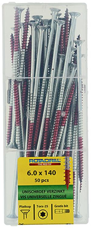 Rotadrill 1040006 - Universalschraube vktx vz 6,0x140mm (50) | 4 Stück