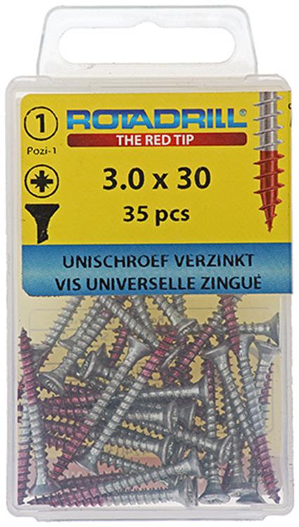 Rotadrill 1039770 - Universalschraube VK PZD VZ 3,0x30mm (35) | 6 Stück