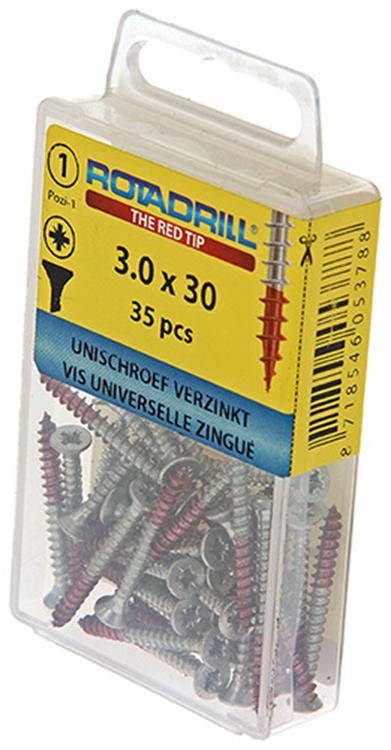 Rotadrill 1039770 - Universalschraube VK PZD VZ 3,0x30mm (35) | 6 Stück