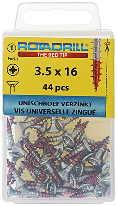 Rotadrill 1039772 - Universalschraube VK PZD VZ 3,5x16mm (44) | 6 Stück
