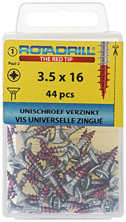 Rotadrill 1039772 - Universalschraube VK PZD VZ 3,5x16mm (44) | 6 Stück