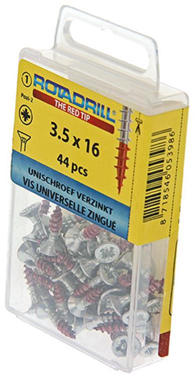 Rotadrill 1039772 - Universalschraube VK PZD VZ 3,5x16mm (44) | 6 Stück