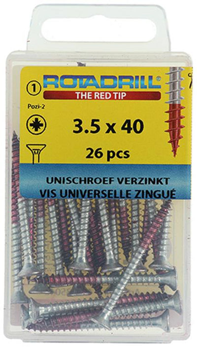 Rotadrill 1039773 - Universalschraube VK PZD VZ 3,5x40mm (26) | 6 Stück
