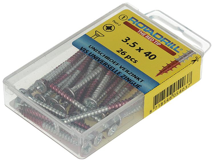 Rotadrill 1039773 - Universalschraube VK PZD VZ 3,5x40mm (26) | 6 Stück
