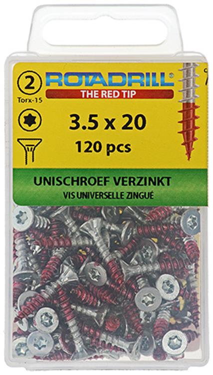 Rotadrill 1039927 - Universalschraube vktx vz 3,5x20mm (120) | 6 Stück