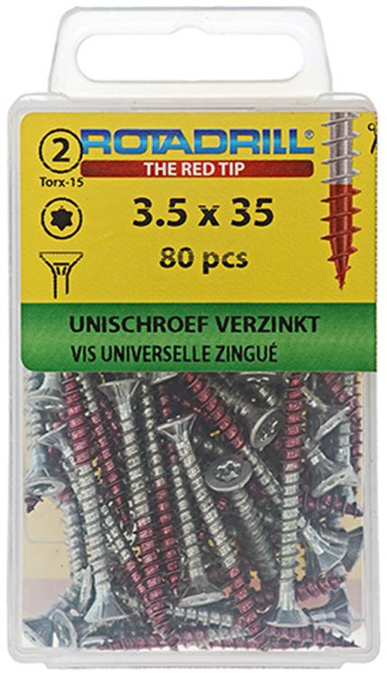 Rotadrill 1039930 - Universalschraube vktx vz 3,5x35mm (80) | 6 Stück