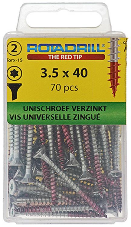 Rotadrill 1039931 - Universalschraube vktx vz 3,5x40mm (70) | 6 Stück