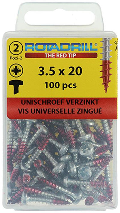 Rotadrill 1039827 - Universalschraube ck pzd vz 3,5x20mm (100) | 6 Stück