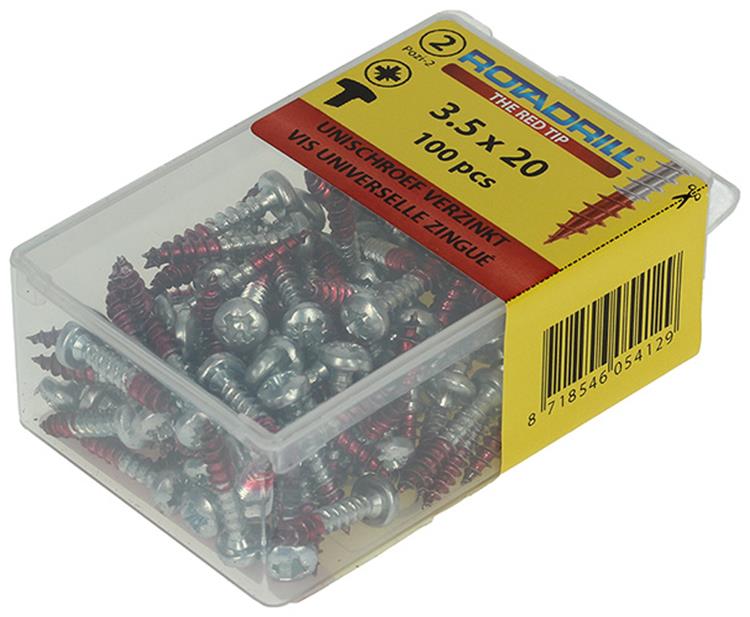 Rotadrill 1039827 - Universalschraube ck pzd vz 3,5x20mm (100) | 6 Stück