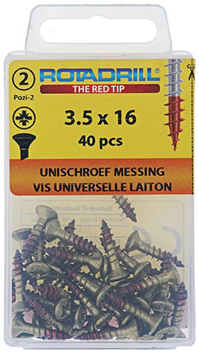 Rotadrill 1039880 – Universalschraube Messing LK PZD 3,5 x 16 mm (40) | 6 Stück