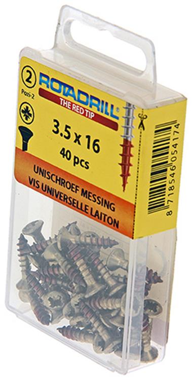 Rotadrill 1039880 – Universalschraube Messing LK PZD 3,5 x 16 mm (40) | 6 Stück