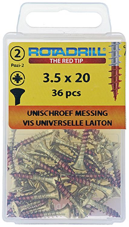 Rotadrill 1039881 - Universalschraube Messing LK PZD 3,5x20mm (36) | 6 Stück