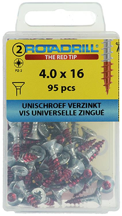 Rotadrill 1039797 - Universalschraube VK PZD VZ 4,0x16mm (95) | 6 Stück