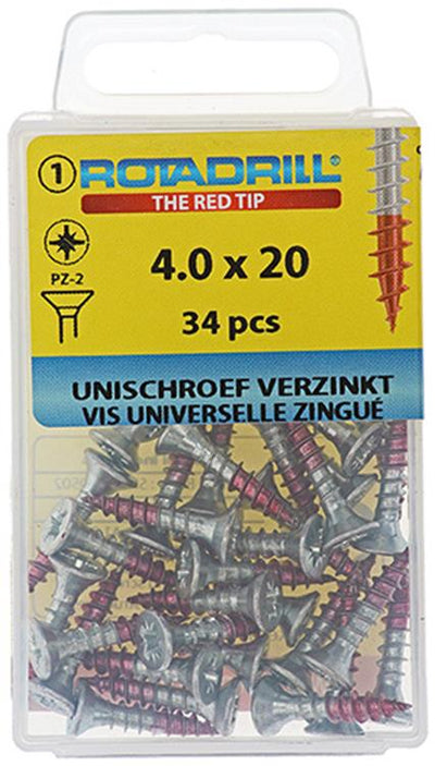 Rotadrill 1039775 - Universalschraube VK PZD VZ 4,0x20mm (34) | 6 Stück