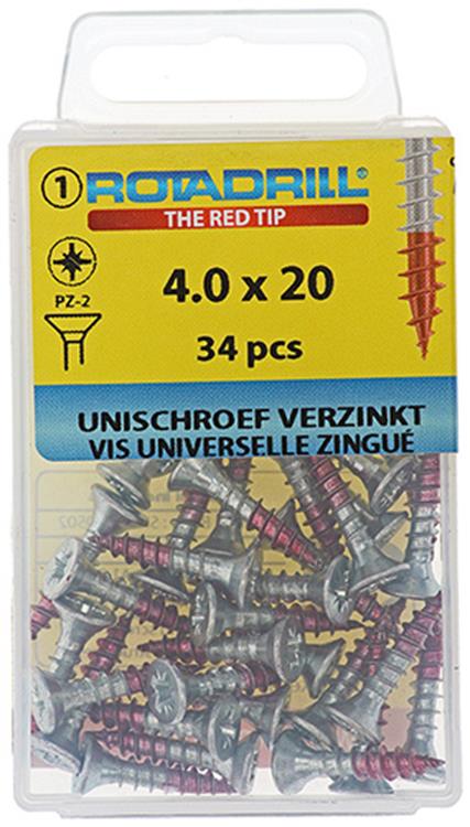 Rotadrill 1039775 - Universalschraube VK PZD VZ 4,0x20mm (34) | 6 Stück