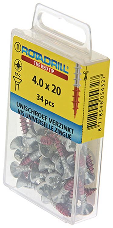Rotadrill 1039775 - Universalschraube VK PZD VZ 4,0x20mm (34) | 6 Stück