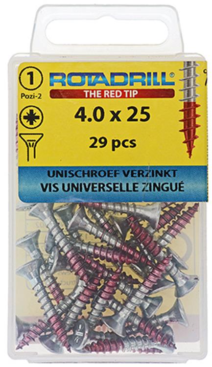 Rotadrill 1039776 - Universalschraube VK PZD VZ 4,0x25mm (29) | 6 Stück