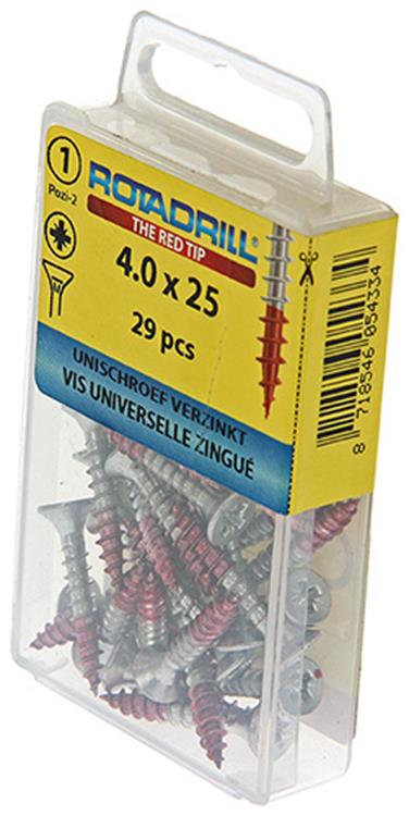 Rotadrill 1039776 - Universalschraube VK PZD VZ 4,0x25mm (29) | 6 Stück