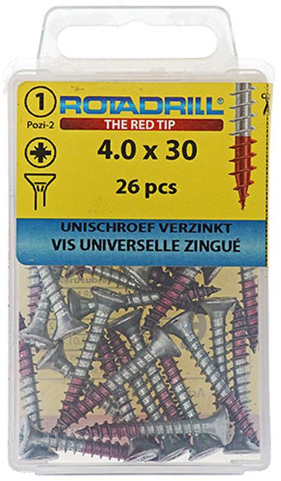 Rotadrill 1039777 - Universalschraube VK PZD VZ 4,0x30mm (26) | 6 Stück