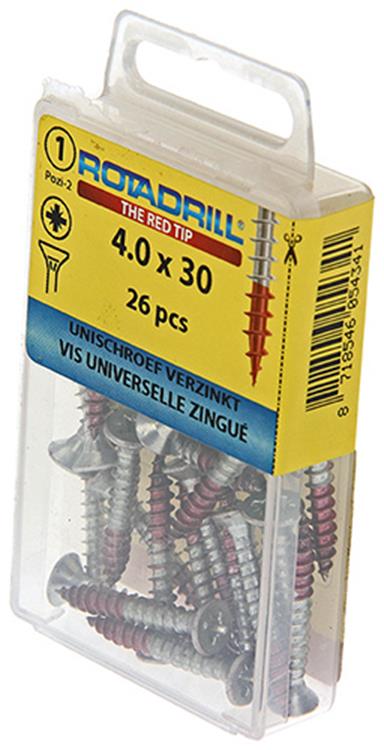 Rotadrill 1039777 - Universalschraube VK PZD VZ 4,0x30mm (26) | 6 Stück