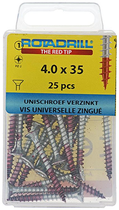 Rotadrill 1039778 - Universalschraube VK PZD VZ 4,0x35mm (25) | 6 Stück