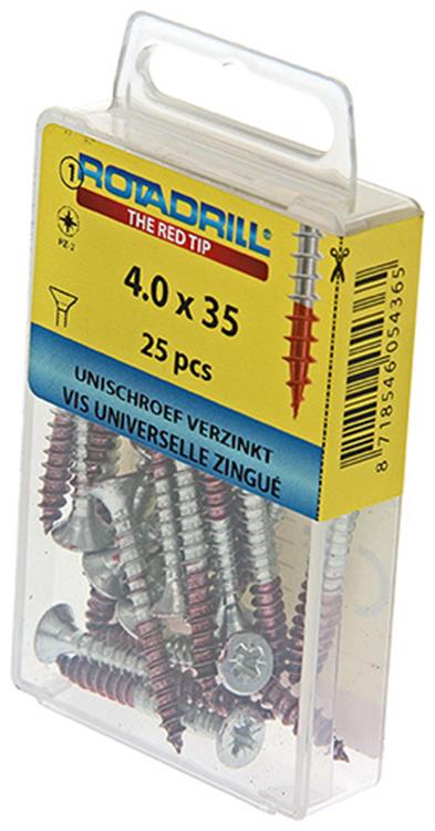 Rotadrill 1039778 - Universalschraube VK PZD VZ 4,0x35mm (25) | 6 Stück