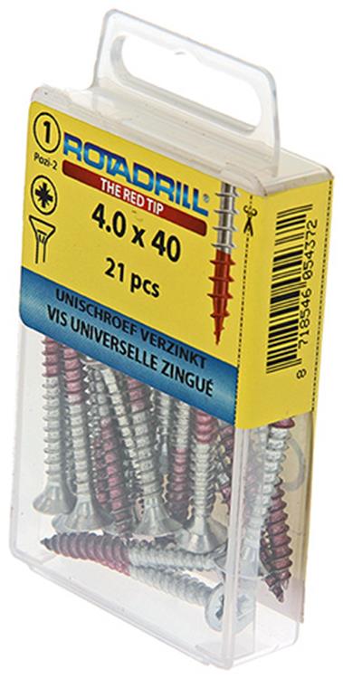 Rotadrill 1039779 - Universalschraube VK PZD VZ 4,0x40mm (21) | 6 Stück
