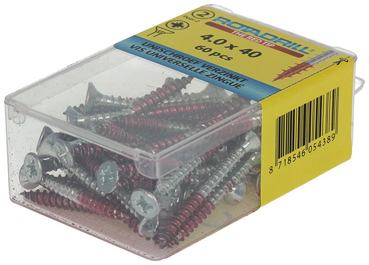 Rotadrill 1039801 - Universalschraube VK PZD VZ 4,0x40mm (60) | 6 Stück