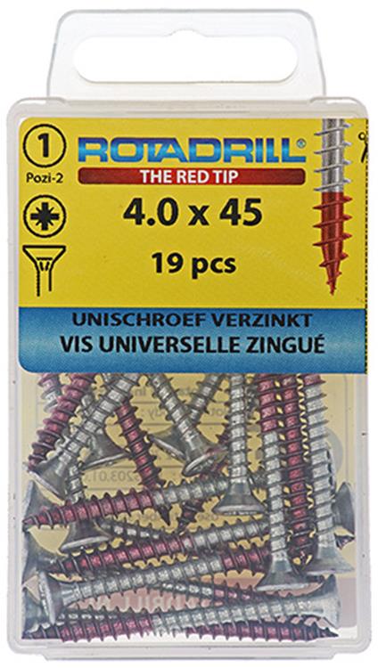 Rotadrill 1039780 - Universalschraube VK PZD VZ 4,0x45mm (19) | 6 Stück