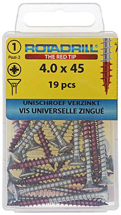 Rotadrill 1039780 - Universalschraube VK PZD VZ 4,0x45mm (19) | 6 Stück