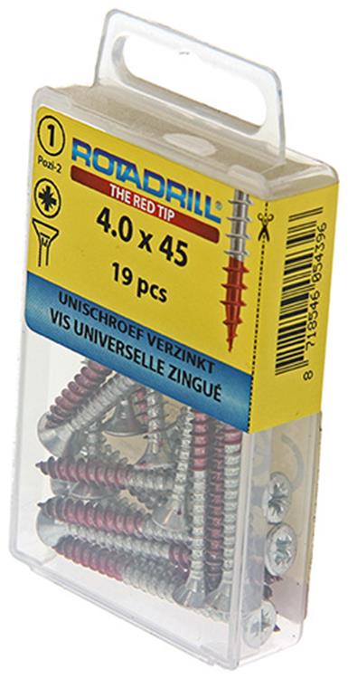 Rotadrill 1039780 - Universalschraube VK PZD VZ 4,0x45mm (19) | 6 Stück