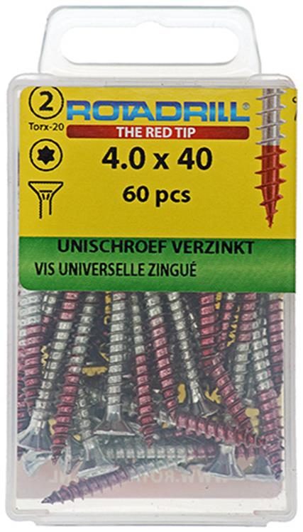 Rotadrill 1039937 - Universalschraube vktx vz 4,0x40mm (60) | 6 Stück