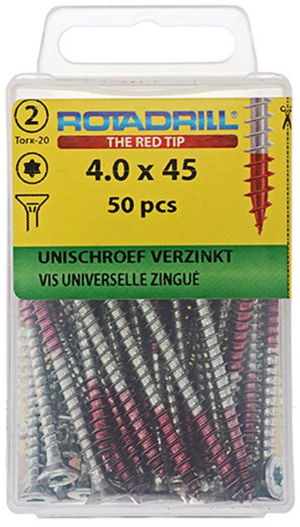 Rotadrill 1039938 - Universalschraube vktx vz 4,0x45mm (50) | 6 Stück