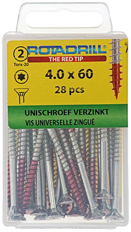 Rotadrill 1039940 - Universalschraube vktx vz 4,0x60mm (28) | 6 Stück