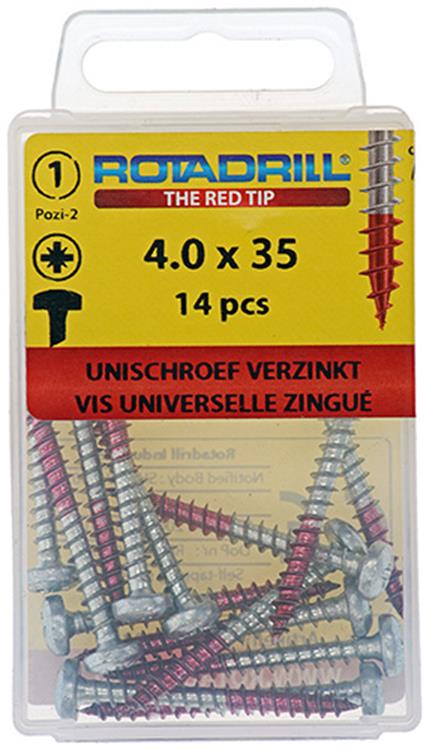 Rotadrill 1039845 - Universalschraube ck pzd vz 4,0x35mm (14) | 6 Stück