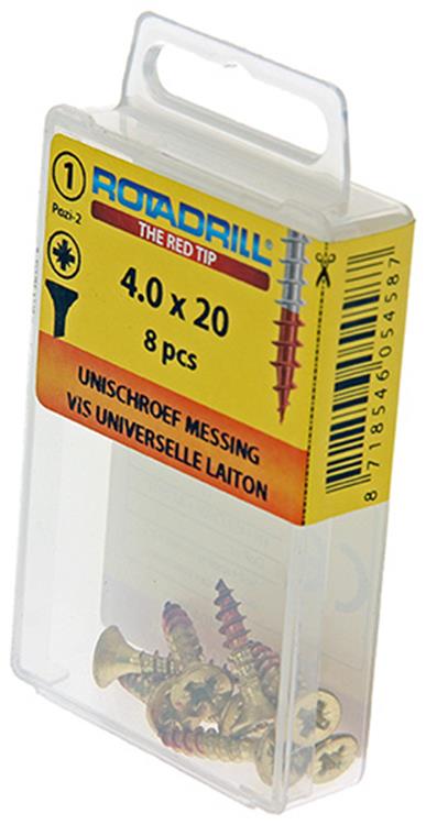 Rotadrill 1039888 - Universalschraube Messing VK PZD 4,0x20mm (8) | 6 Stück