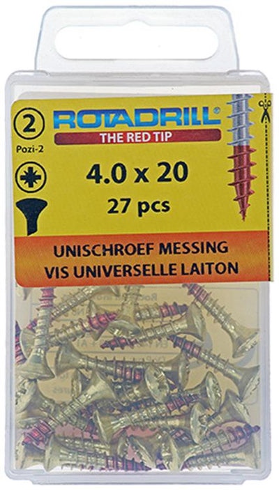 Rotadrill 1039882 - Universalschraube Messing LK PZD 4,0x20mm (27) | 6 Stück