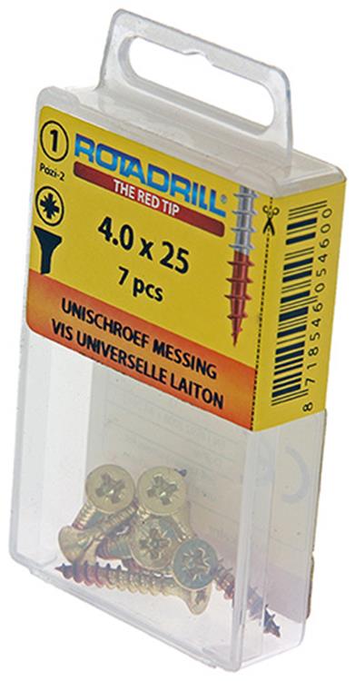 Rotadrill 1039889 - Universalschraube Messing VK PZD 4,0x25mm (7) | 6 Stück