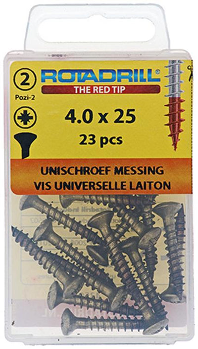 Rotadrill 1039883 - Universalschraube Messing LK PZD 4,0x25mm (23) | 6 Stück