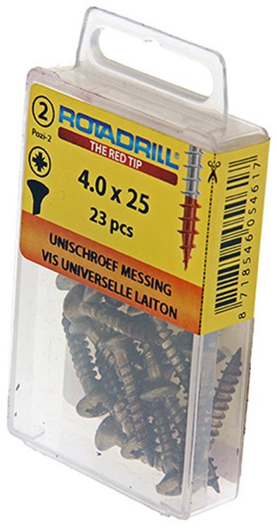 Rotadrill 1039883 - Universalschraube Messing LK PZD 4,0x25mm (23) | 6 Stück