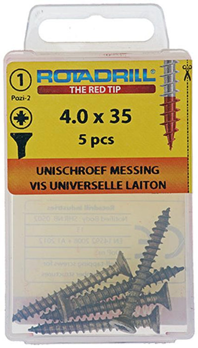 Rotadrill 1039891 - Universalschraube Messing VK PZD 4,0x35mm (5) | 6 Stück