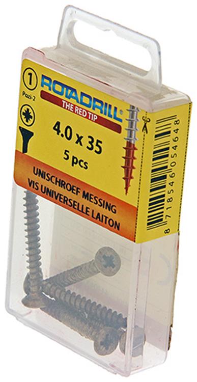 Rotadrill 1039891 - Universalschraube Messing VK PZD 4,0x35mm (5) | 6 Stück