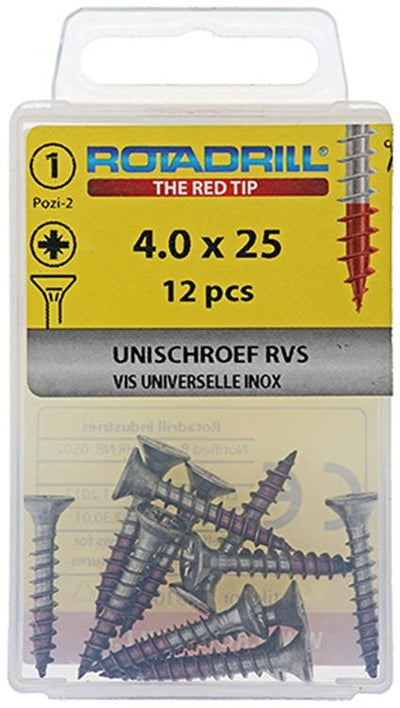 Rotadrill 1039858 - Universelschroef vk pzd rvs-a2 4,0x25mm (12) | 6 Stück