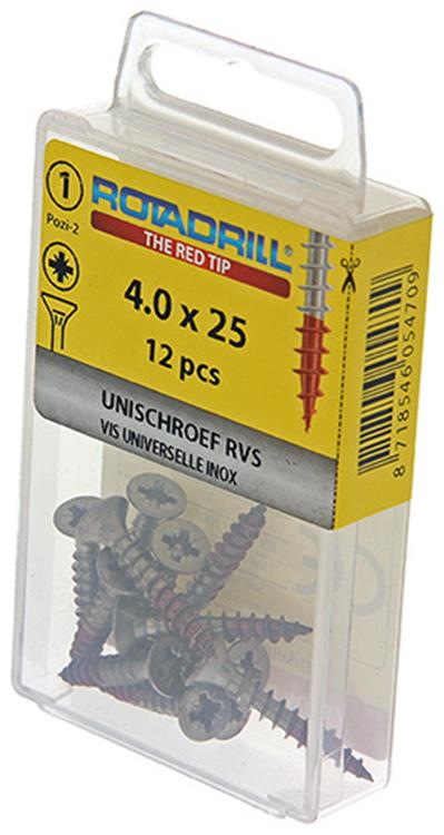 Rotadrill 1039858 - Universelschroef vk pzd rvs-a2 4,0x25mm (12) | 6 Stück