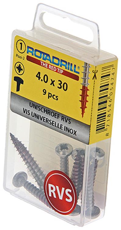 Rotadrill 1039893 – Universalschraube ck pzd Edelstahl 4,0 x 30 mm (9) | 6 Stück