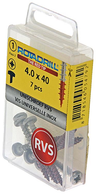 Rotadrill 1039894 – Universalschraube ck pzd Edelstahl 4,0 x 40 mm (7) | 6 Stück