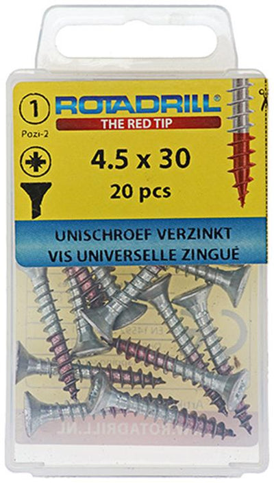 Rotadrill 1039781 - Universalschraube VK PZD VZ 4,5x30mm (20) | 6 Stück