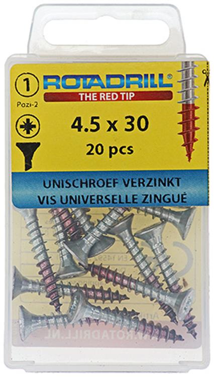 Rotadrill 1039781 - Universalschraube VK PZD VZ 4,5x30mm (20) | 6 Stück
